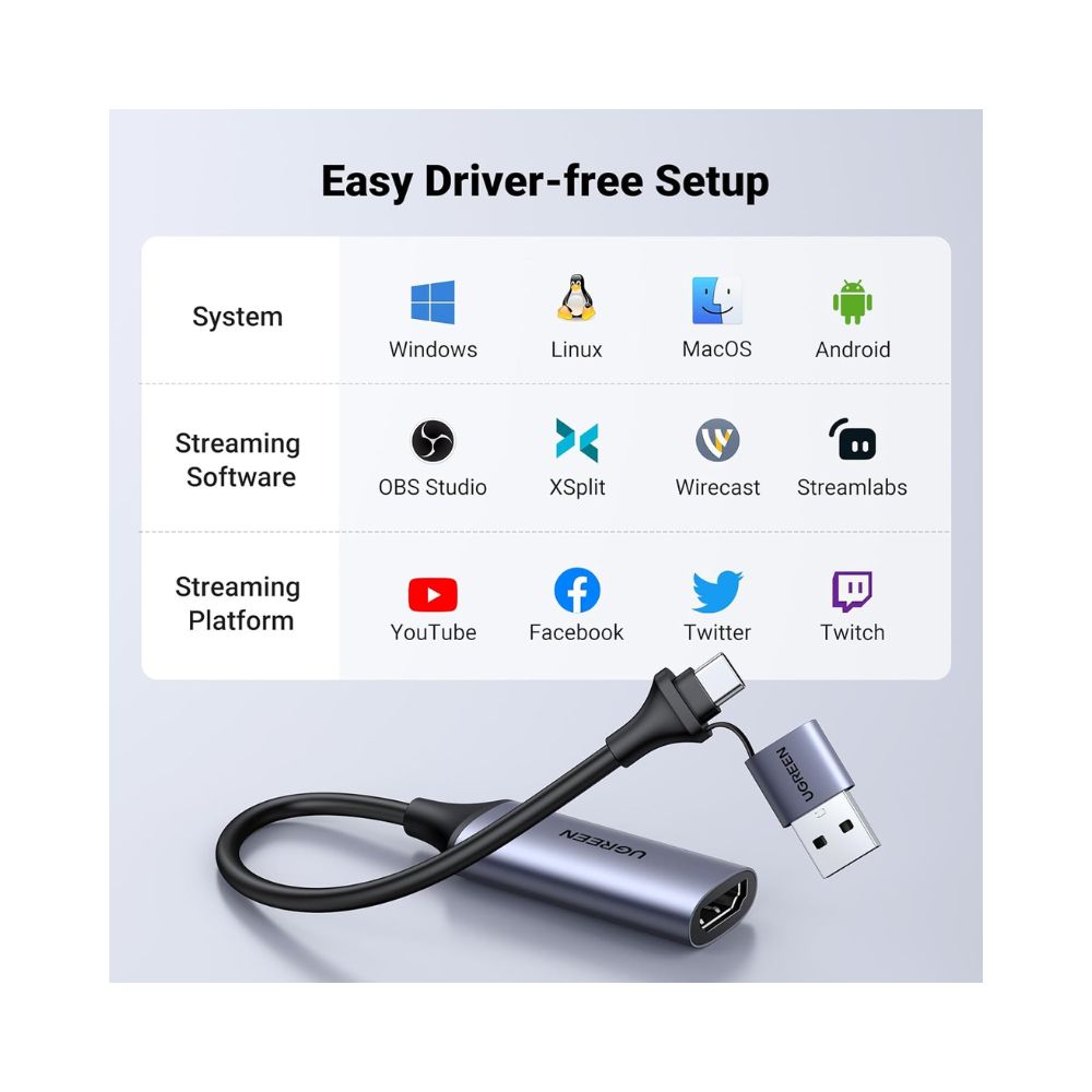 Ugreen 40189 Video Capture Card Single HDMI Input Ugreen 40189 Video Capture Card Single HDMI Input
